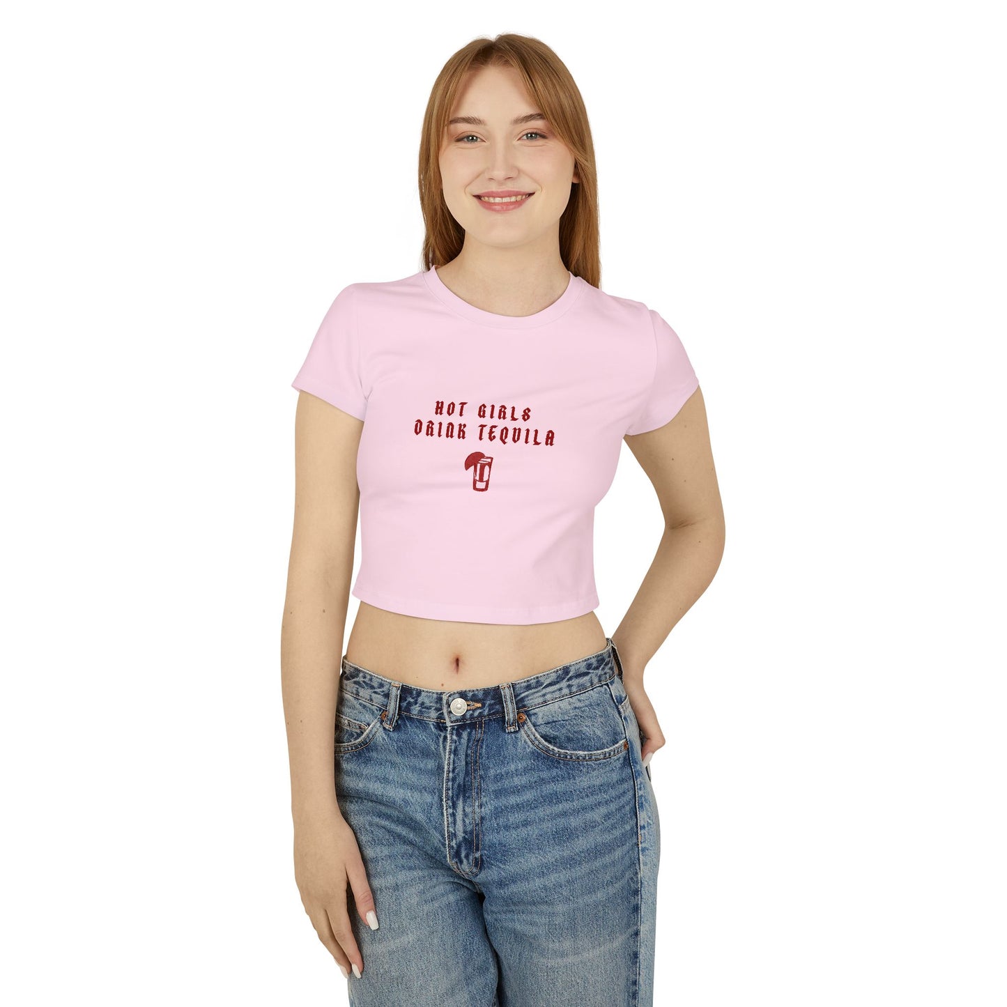 Hot Girls Drink Tequila Baby Tee - Trendy Cropped Top for Fun Nights Out