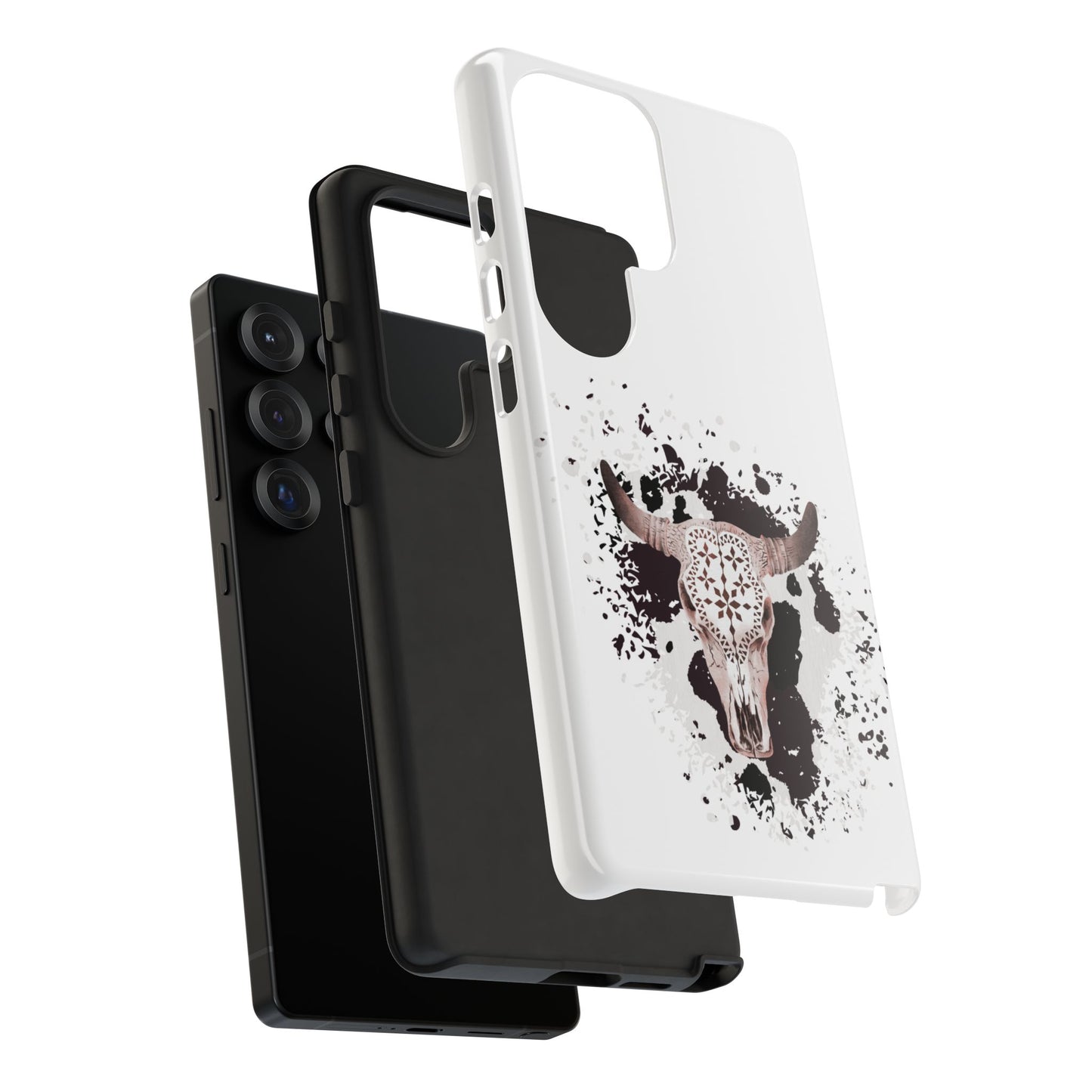 SAMSUNG Bull Skull with Cow Print Tough Phone Case l Gift for Him, Western Style