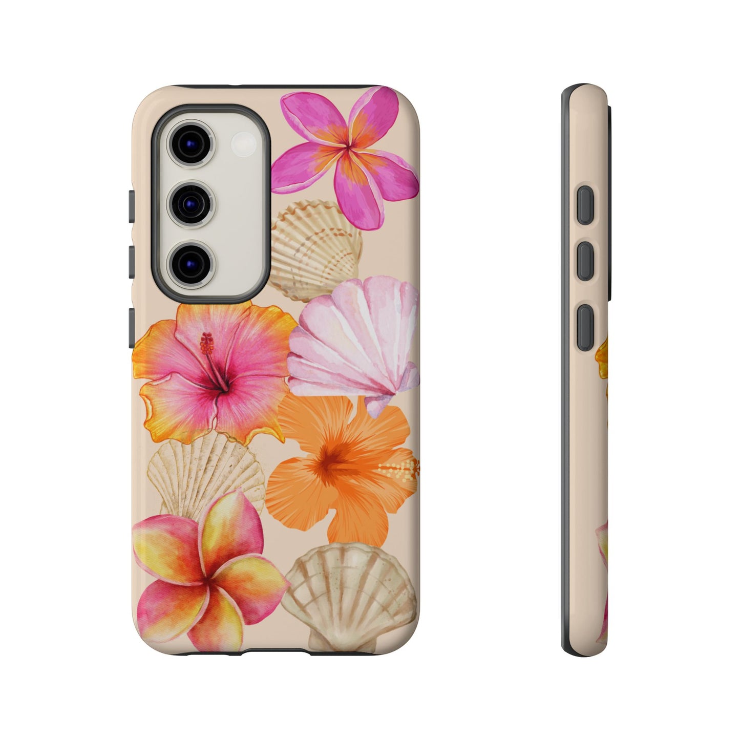 SAMSUNG Tropical Floral and Seashell Tough Phone Case l Vibrant Summer Accessory, Durable Tough Case for All Occasions