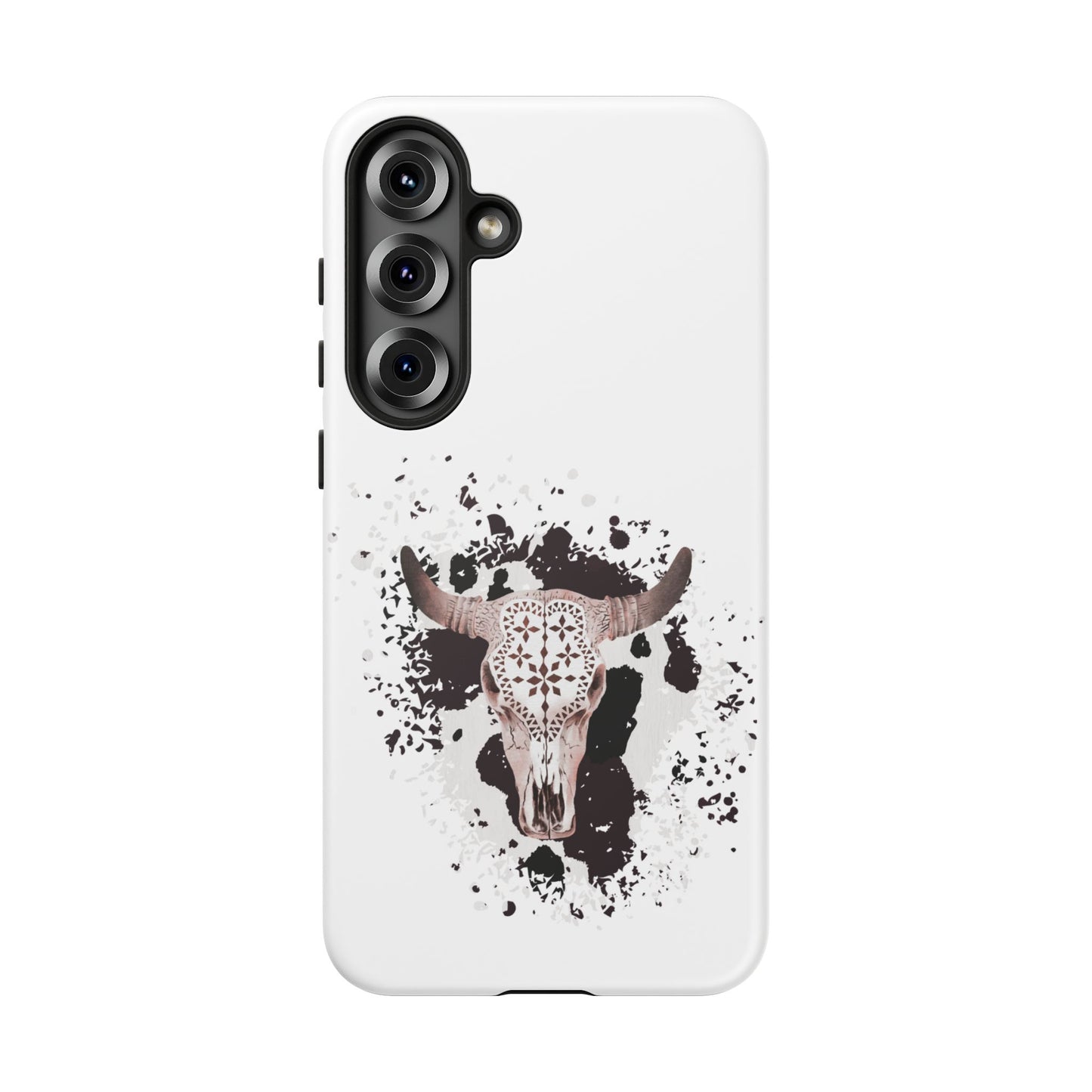 SAMSUNG Bull Skull with Cow Print Tough Phone Case l Gift for Him, Western Style