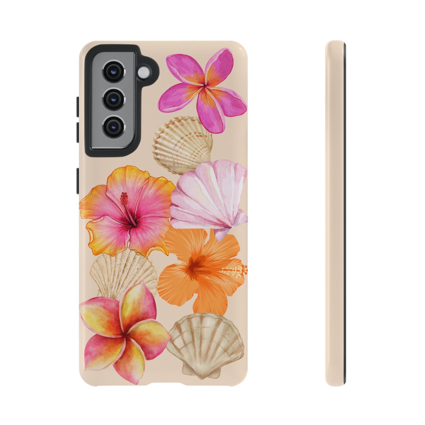 SAMSUNG Tropical Floral and Seashell Tough Phone Case l Vibrant Summer Accessory, Durable Tough Case for All Occasions
