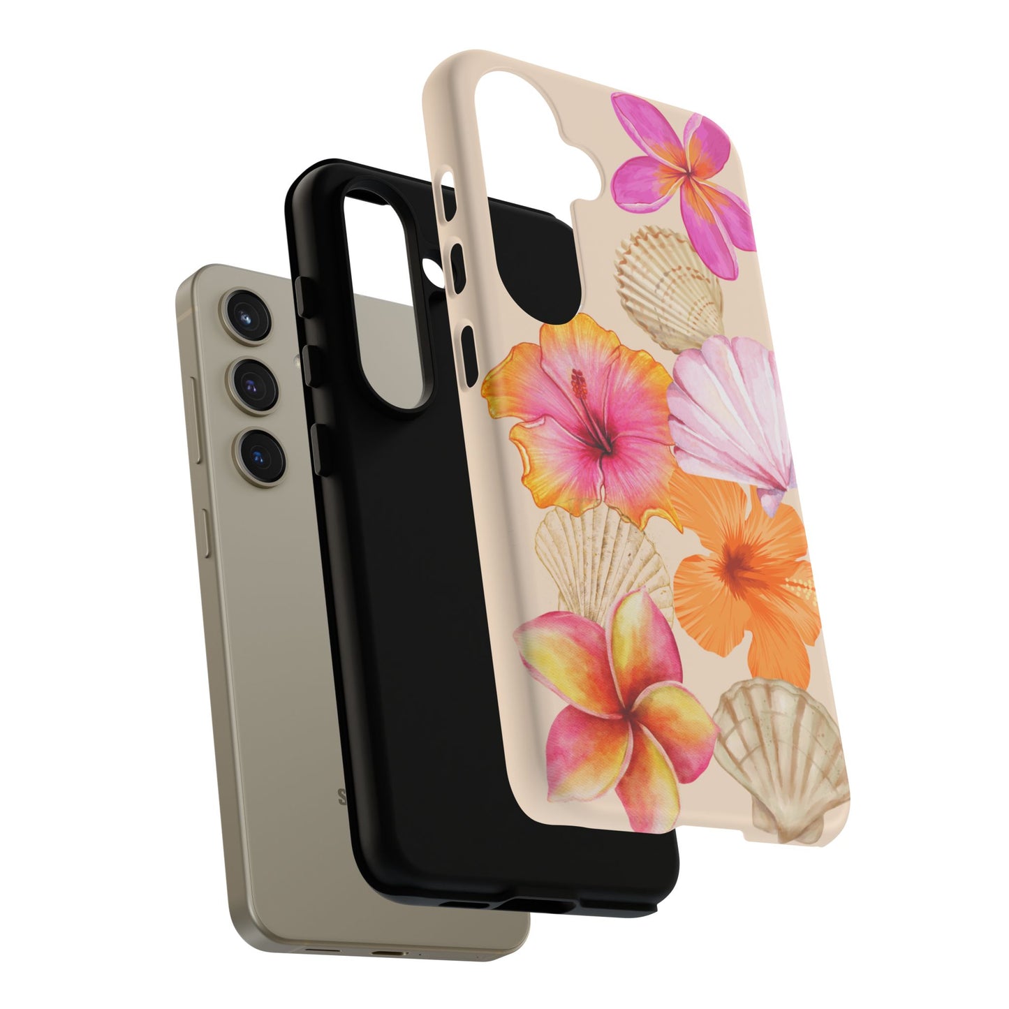SAMSUNG Tropical Floral and Seashell Tough Phone Case l Vibrant Summer Accessory, Durable Tough Case for All Occasions