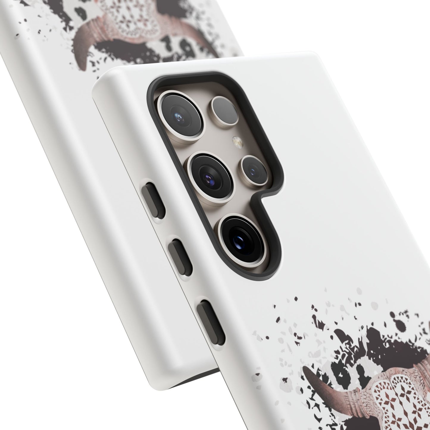 SAMSUNG Bull Skull with Cow Print Tough Phone Case l Gift for Him, Western Style