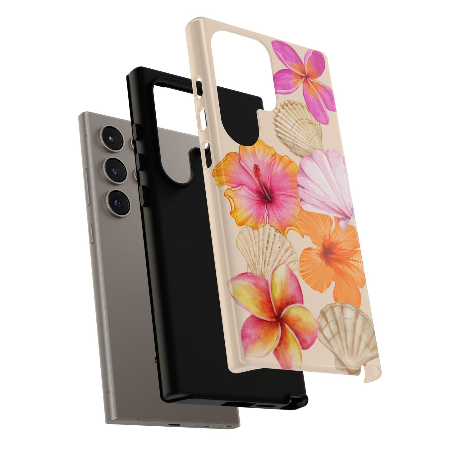 SAMSUNG Tropical Floral and Seashell Tough Phone Case l Vibrant Summer Accessory, Durable Tough Case for All Occasions