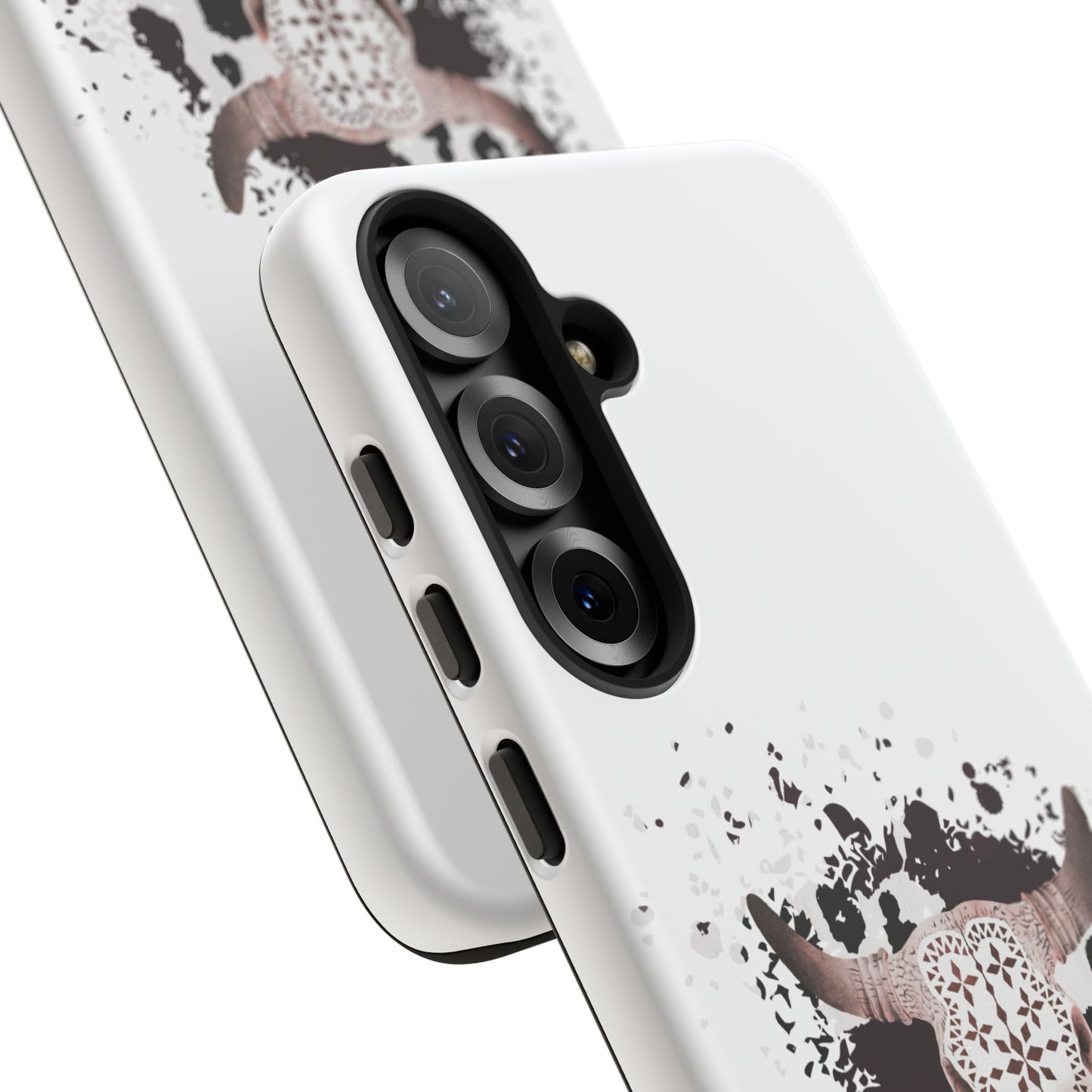 SAMSUNG Bull Skull with Cow Print Tough Phone Case l Gift for Him, Western Style
