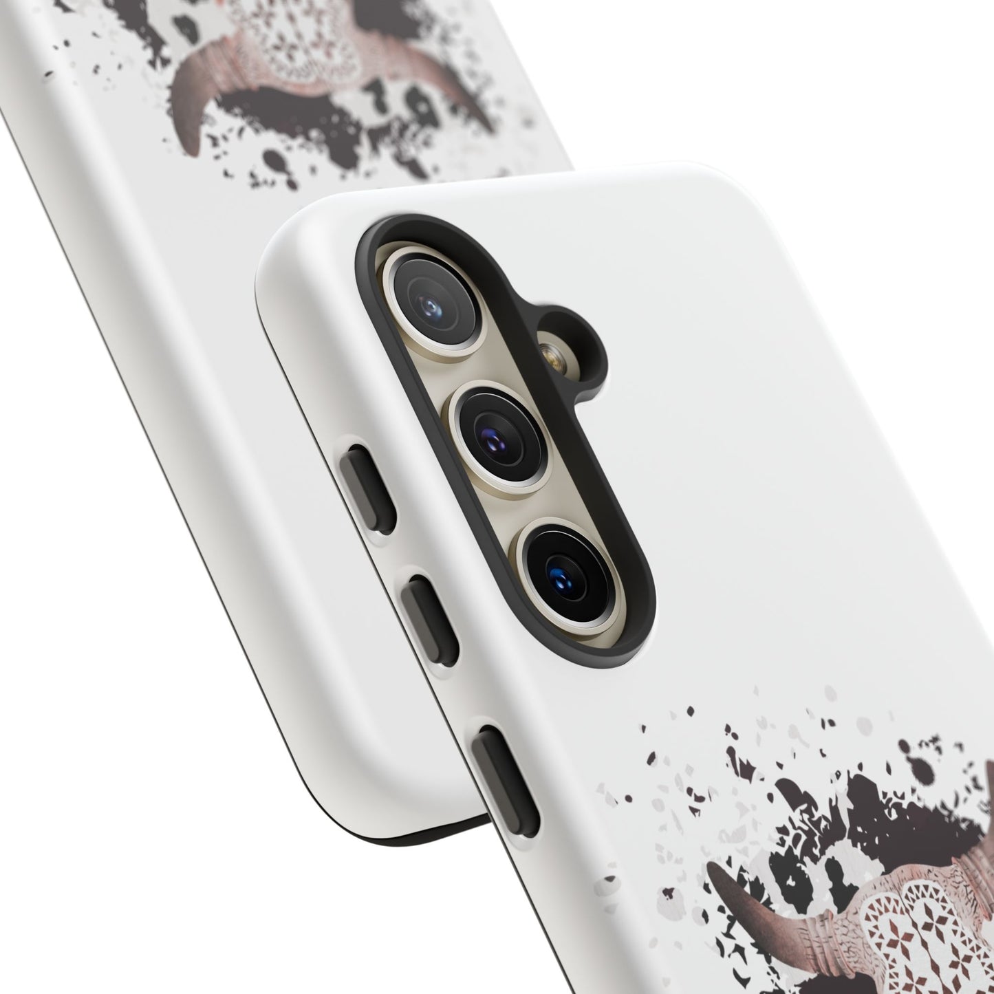 SAMSUNG Bull Skull with Cow Print Tough Phone Case l Gift for Him, Western Style