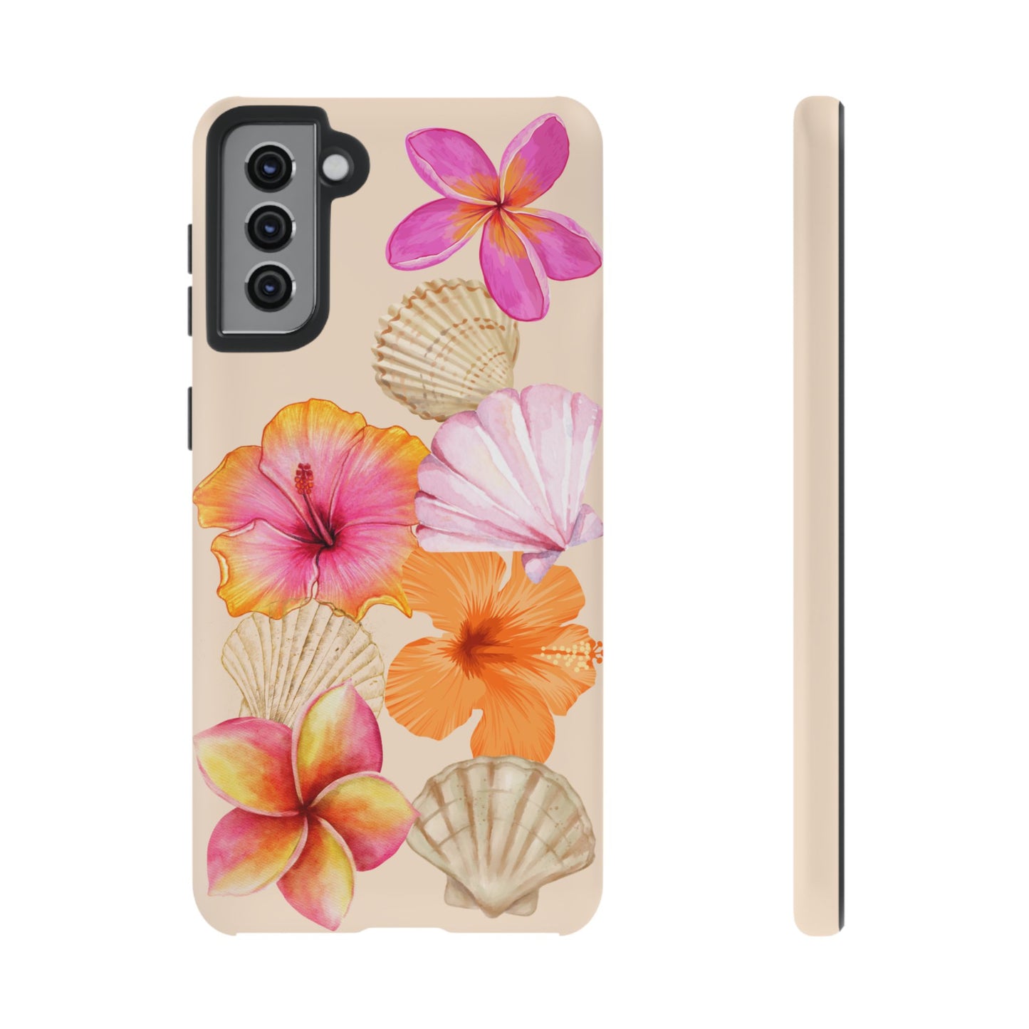 SAMSUNG Tropical Floral and Seashell Tough Phone Case l Vibrant Summer Accessory, Durable Tough Case for All Occasions
