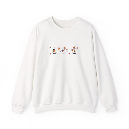 Cute Ghosts with Books Cozy Unisex Crewneck Sweatshirt l Perfect for Holidays, Casual Wear, Gifts, Winter, Relaxed Style