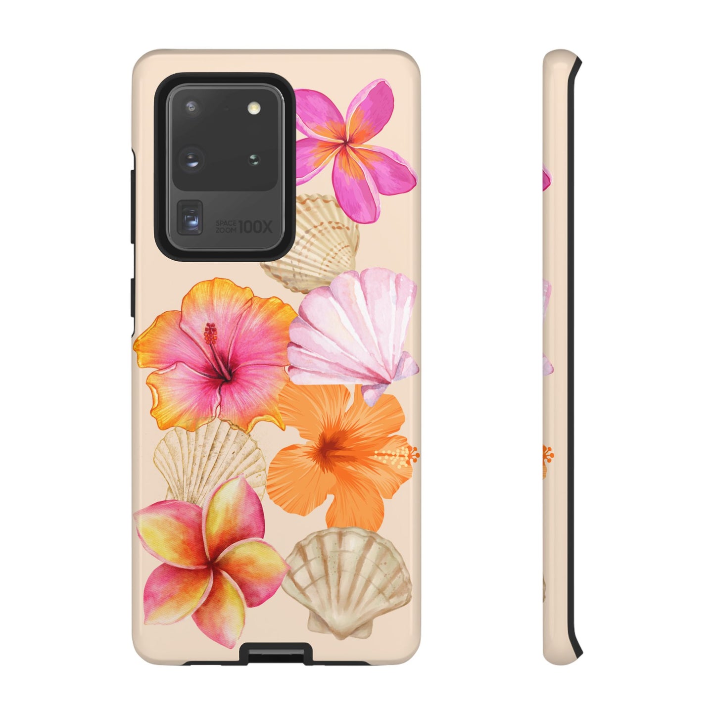 SAMSUNG Tropical Floral and Seashell Tough Phone Case l Vibrant Summer Accessory, Durable Tough Case for All Occasions