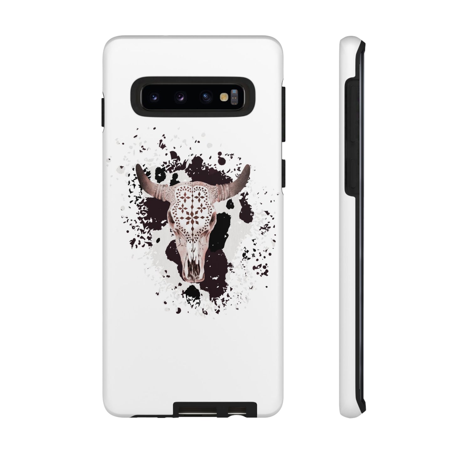 SAMSUNG Bull Skull with Cow Print Tough Phone Case l Gift for Him, Western Style