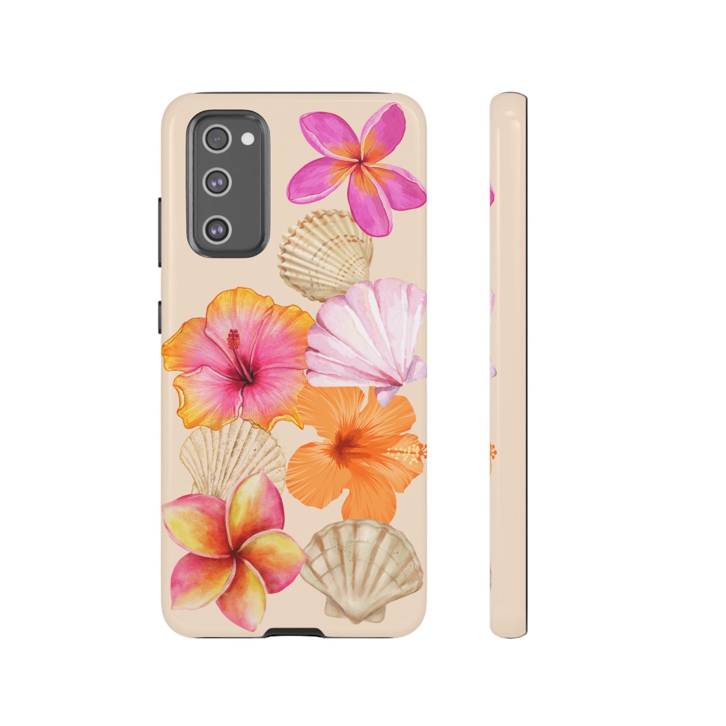SAMSUNG Tropical Floral and Seashell Tough Phone Case l Vibrant Summer Accessory, Durable Tough Case for All Occasions