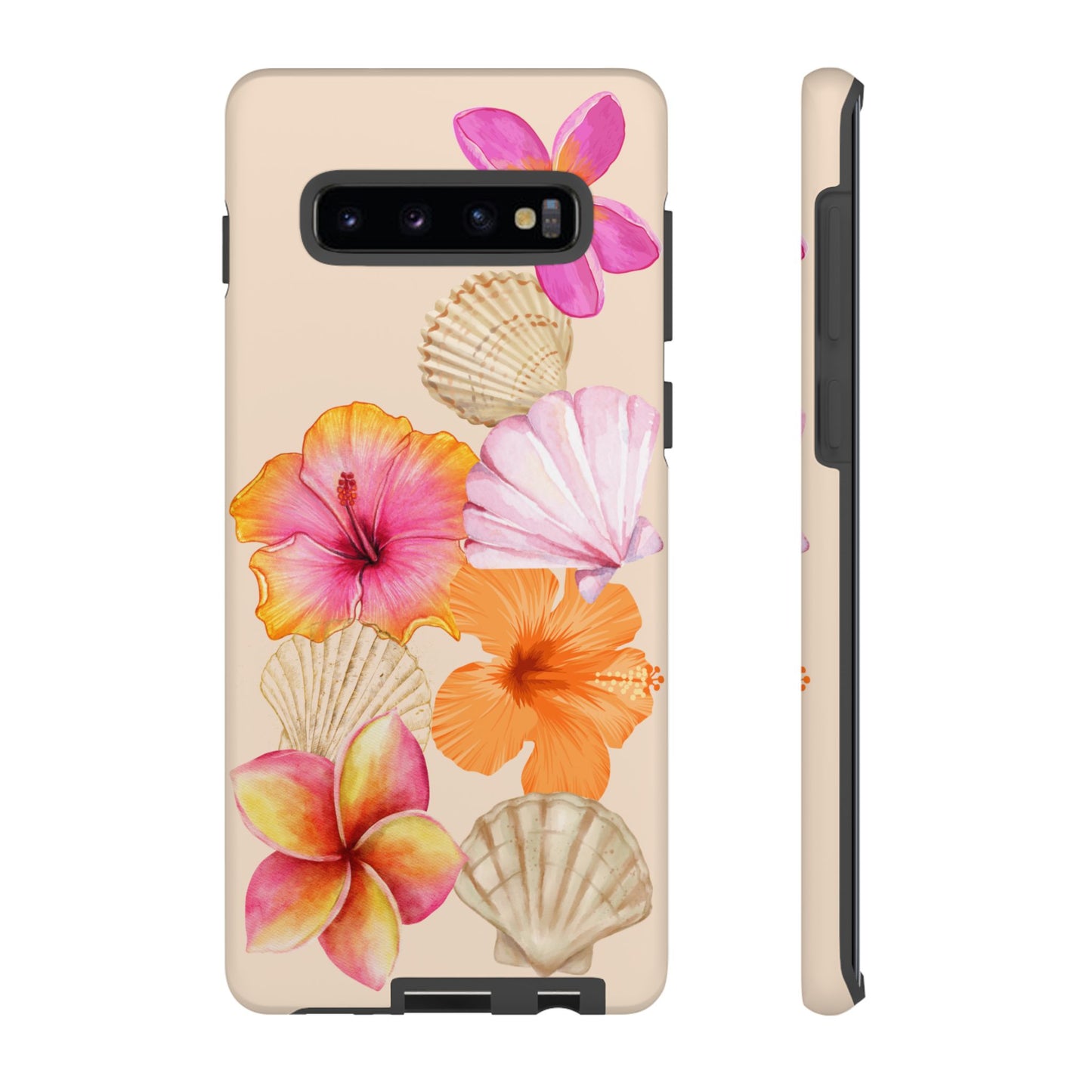 SAMSUNG Tropical Floral and Seashell Tough Phone Case l Vibrant Summer Accessory, Durable Tough Case for All Occasions