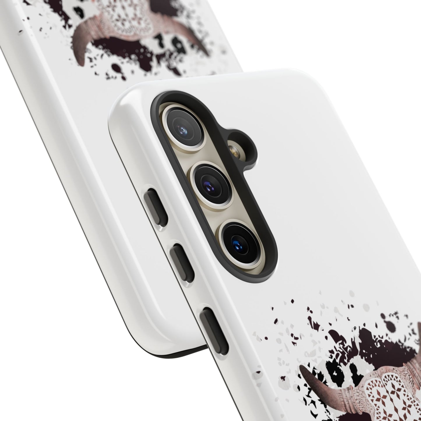SAMSUNG Bull Skull with Cow Print Tough Phone Case l Gift for Him, Western Style