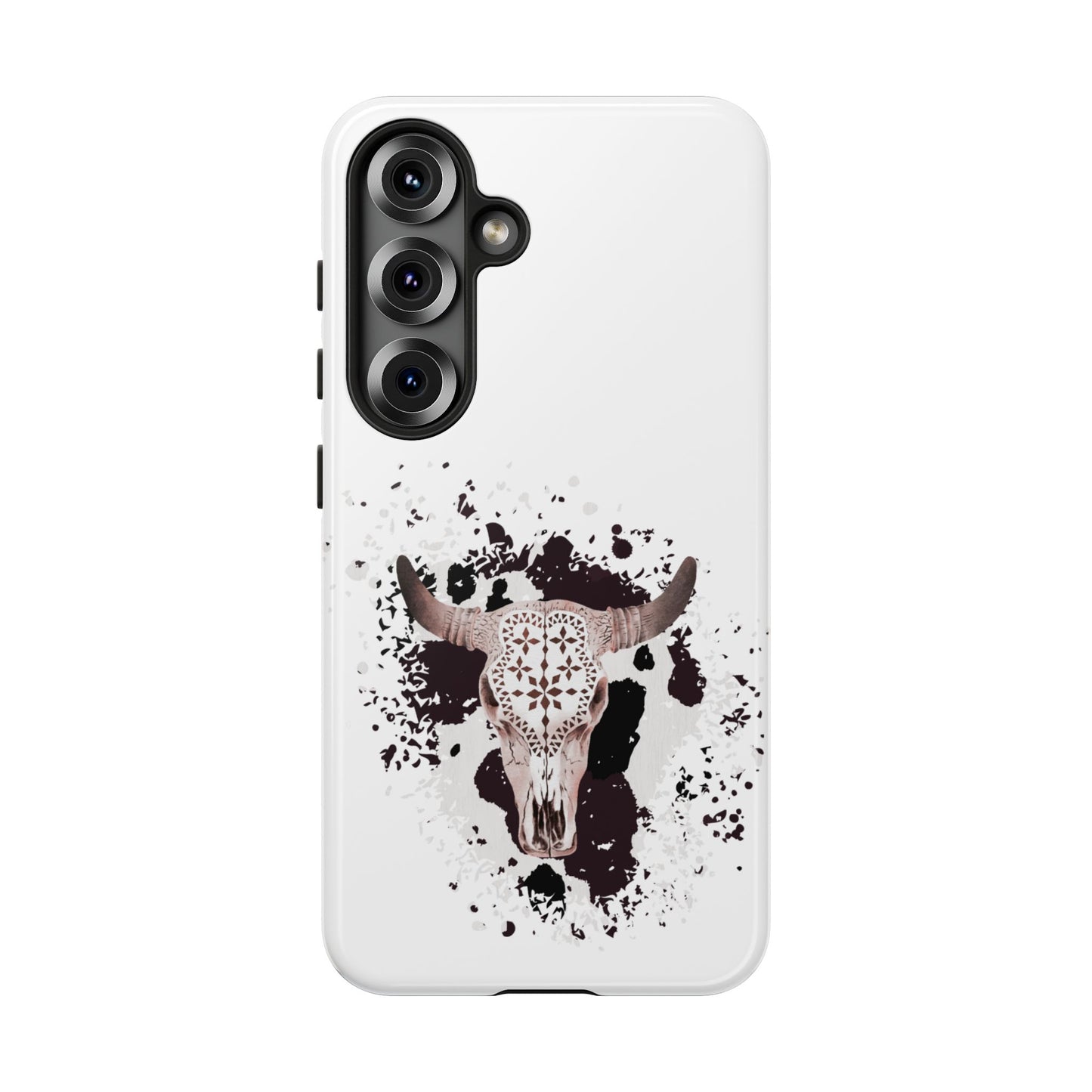 SAMSUNG Bull Skull with Cow Print Tough Phone Case l Gift for Him, Western Style