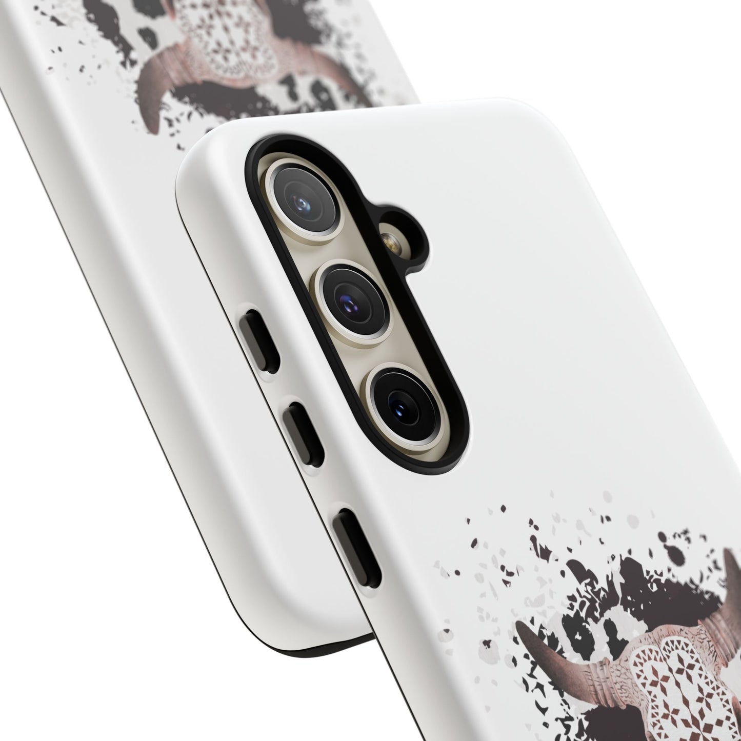 SAMSUNG Bull Skull with Cow Print Tough Phone Case l Gift for Him, Western Style