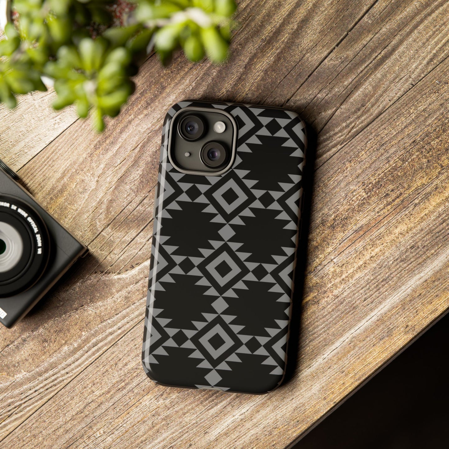 iPHONE Tribal Pattern Black and Grey Tough Phone Case | MADE FOR HIM AND HER