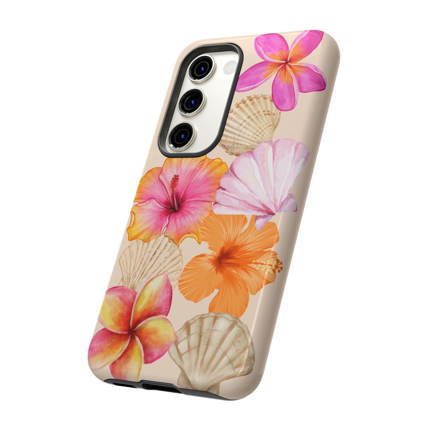SAMSUNG Tropical Floral and Seashell Tough Phone Case l Vibrant Summer Accessory, Durable Tough Case for All Occasions