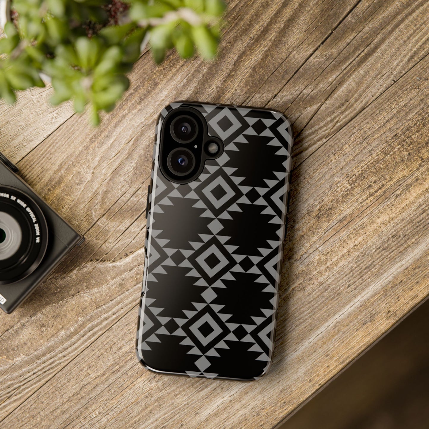 iPHONE Tribal Pattern Black and Grey Tough Phone Case | MADE FOR HIM AND HER