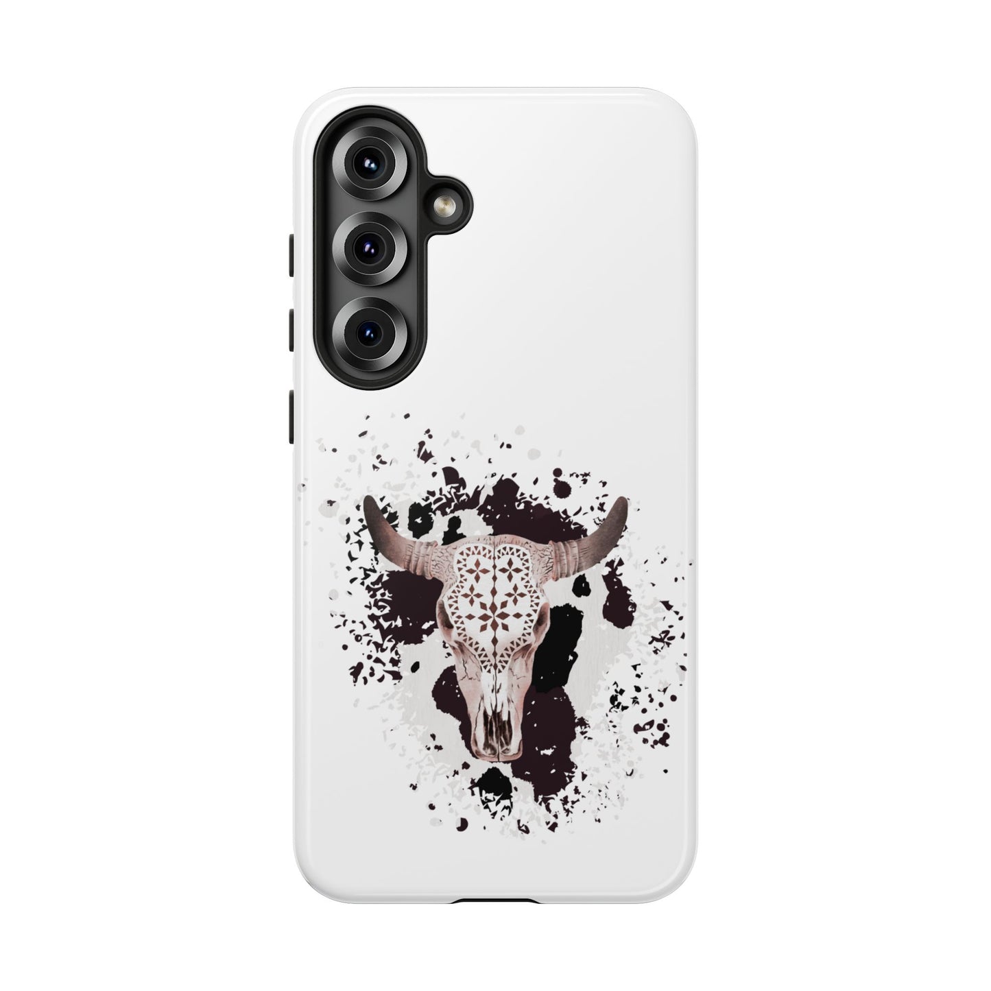 SAMSUNG Bull Skull with Cow Print Tough Phone Case l Gift for Him, Western Style
