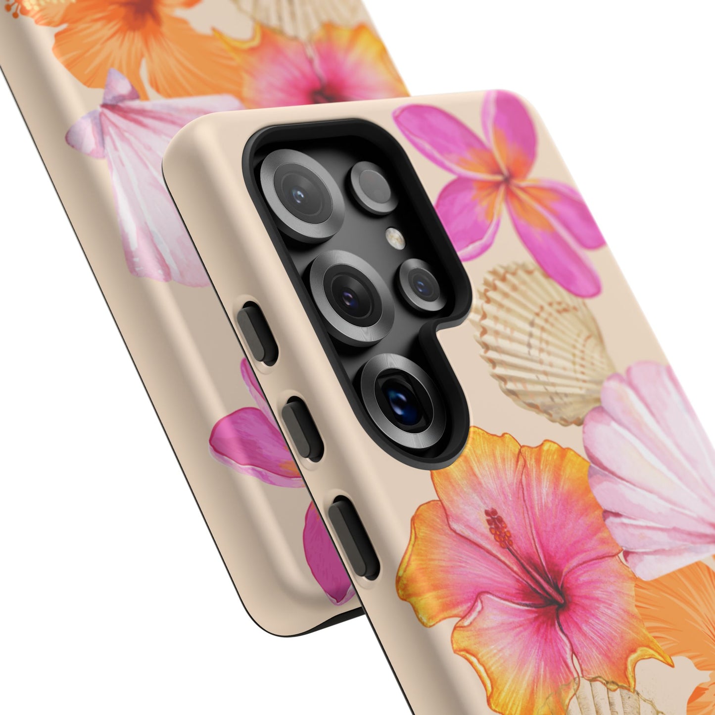 SAMSUNG Tropical Floral and Seashell Tough Phone Case l Vibrant Summer Accessory, Durable Tough Case for All Occasions
