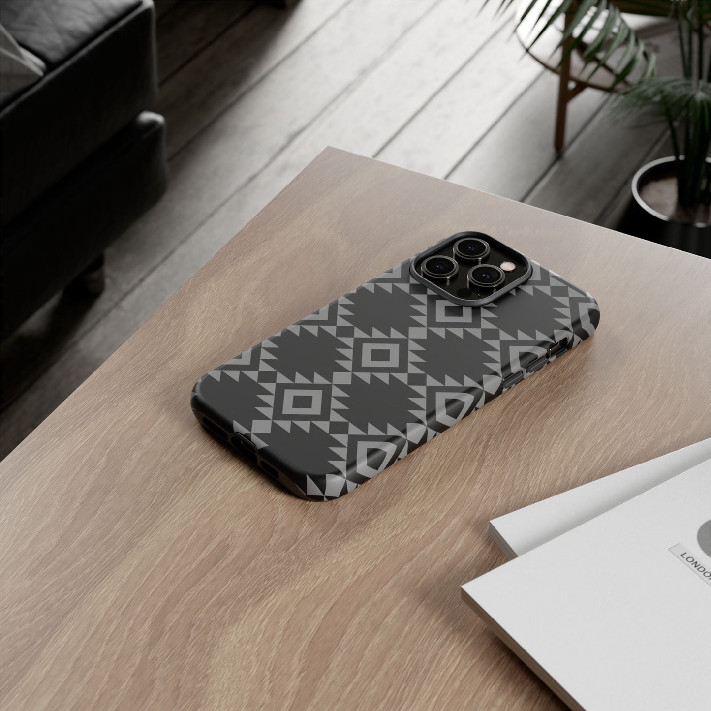 iPHONE Tribal Pattern Black and Grey Tough Phone Case | MADE FOR HIM AND HER