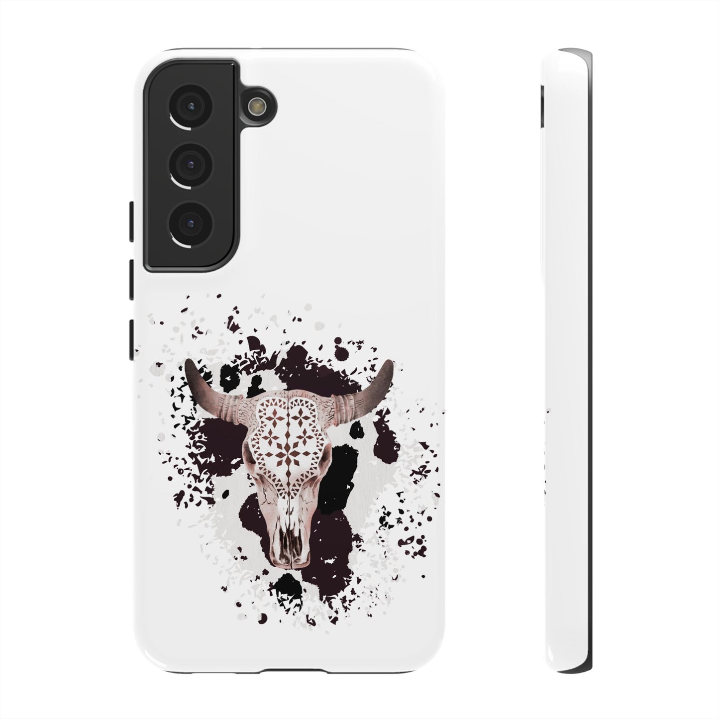 SAMSUNG Bull Skull with Cow Print Tough Phone Case l Gift for Him, Western Style
