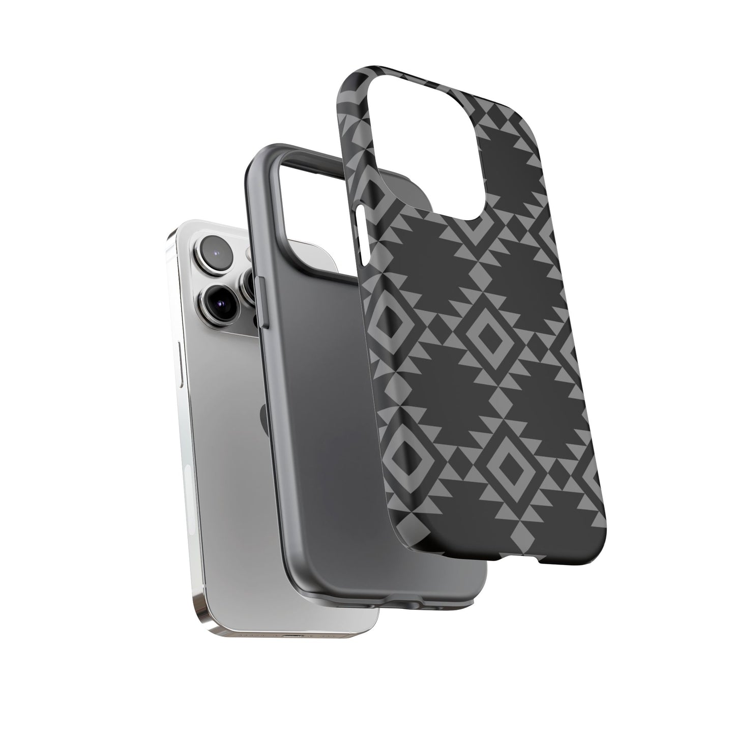 iPHONE Tribal Pattern Black and Grey Tough Phone Case | MADE FOR HIM AND HER