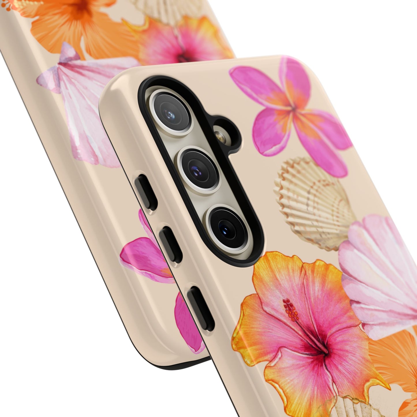 SAMSUNG Tropical Floral and Seashell Tough Phone Case l Vibrant Summer Accessory, Durable Tough Case for All Occasions