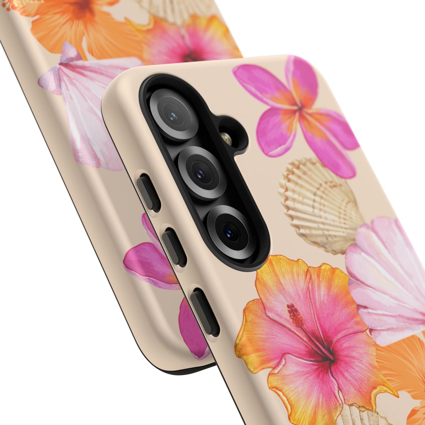SAMSUNG Tropical Floral and Seashell Tough Phone Case l Vibrant Summer Accessory, Durable Tough Case for All Occasions