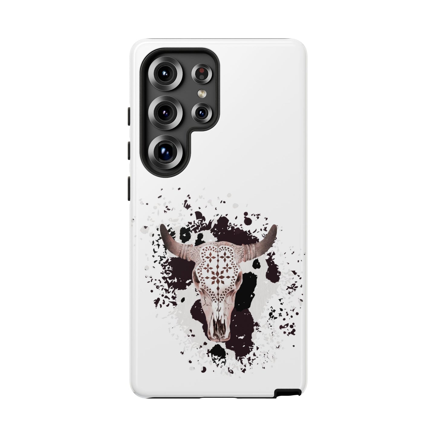 SAMSUNG Bull Skull with Cow Print Tough Phone Case l Gift for Him, Western Style