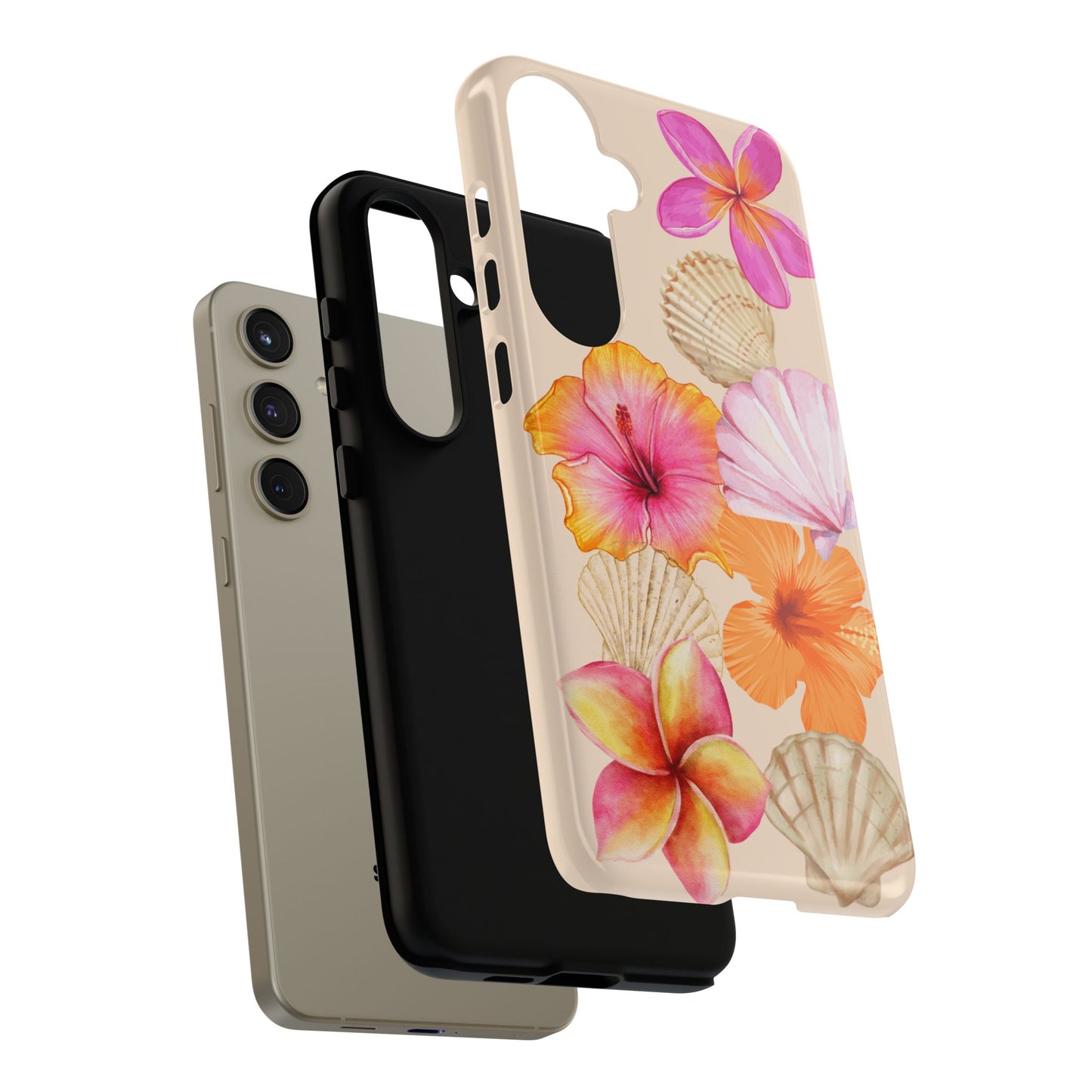 SAMSUNG Tropical Floral and Seashell Tough Phone Case l Vibrant Summer Accessory, Durable Tough Case for All Occasions
