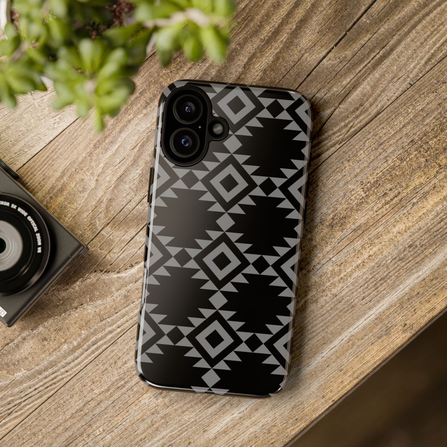 iPHONE Tribal Pattern Black and Grey Tough Phone Case | MADE FOR HIM AND HER