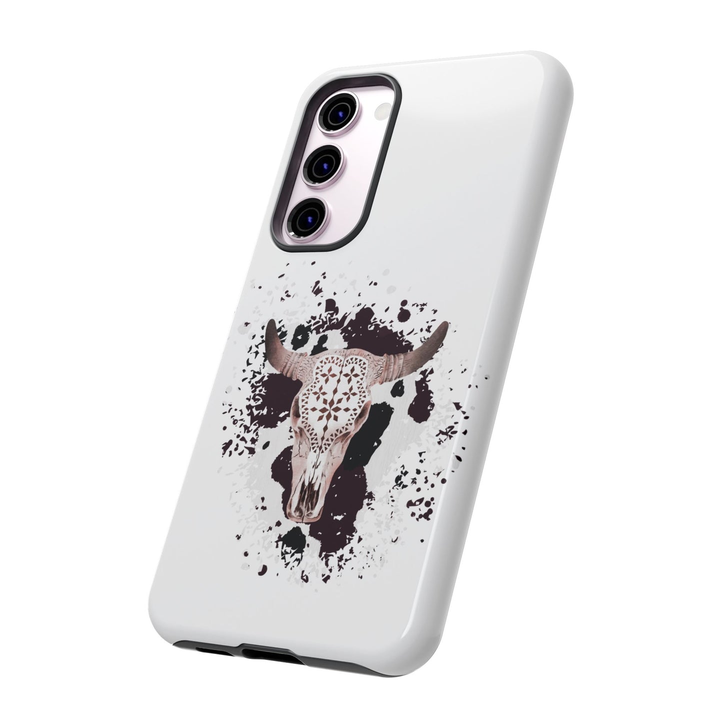 SAMSUNG Bull Skull with Cow Print Tough Phone Case l Gift for Him, Western Style