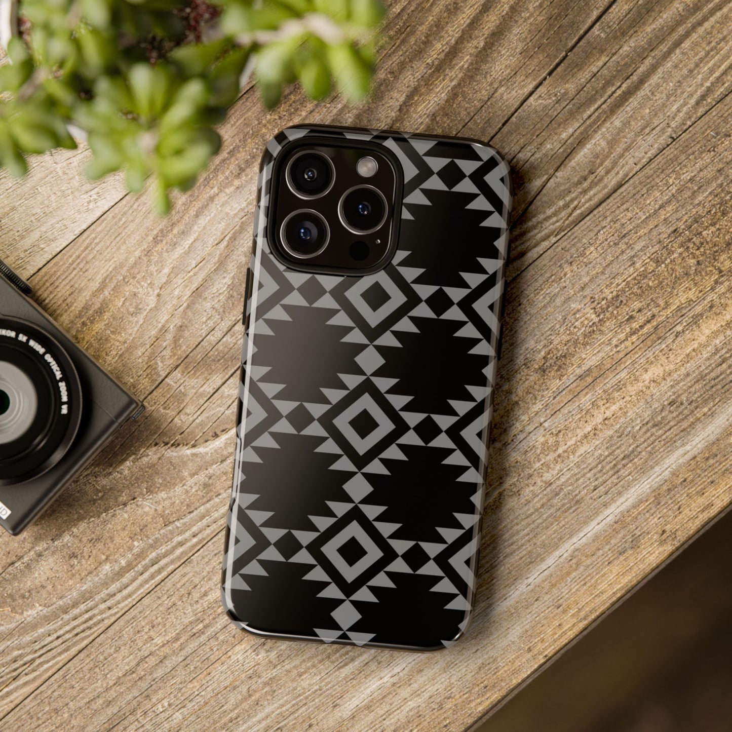 iPHONE Tribal Pattern Black and Grey Tough Phone Case | MADE FOR HIM AND HER