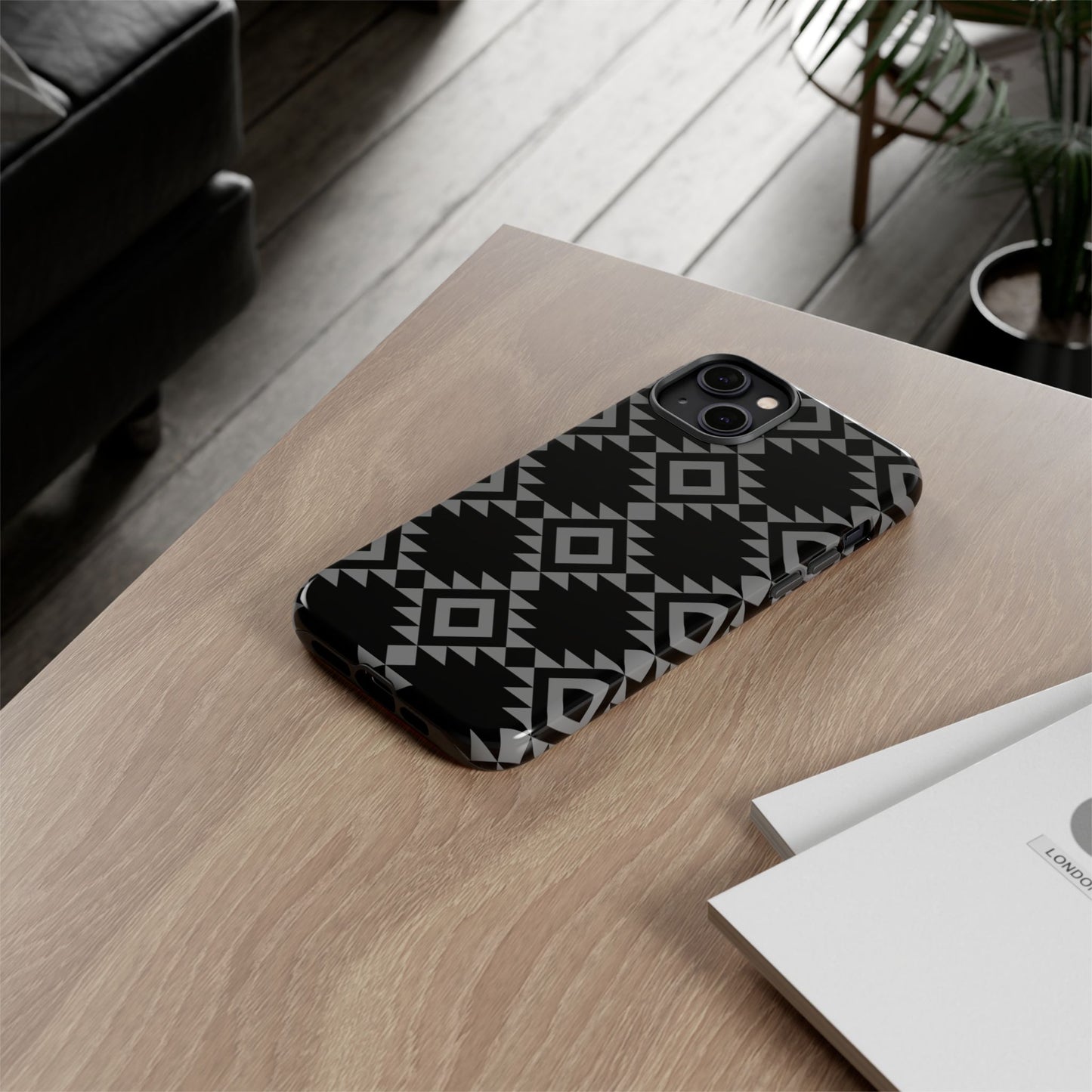 iPHONE Tribal Pattern Black and Grey Tough Phone Case | MADE FOR HIM AND HER