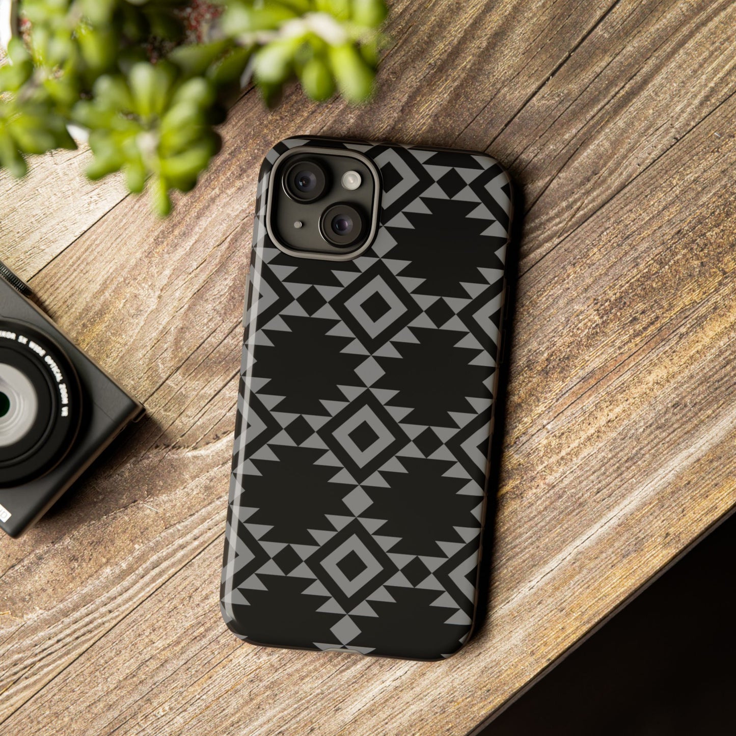 iPHONE Tribal Pattern Black and Grey Tough Phone Case | MADE FOR HIM AND HER
