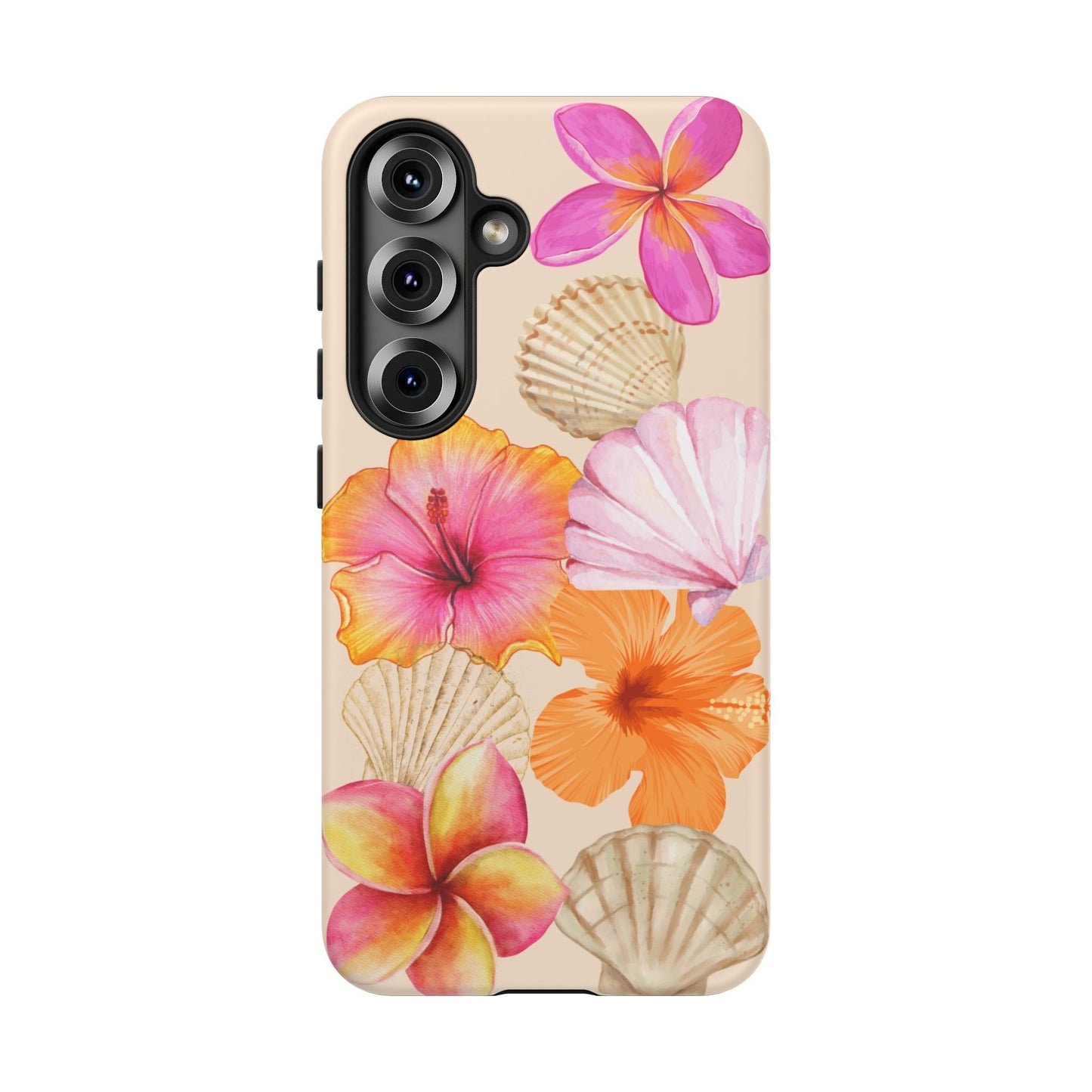 SAMSUNG Tropical Floral and Seashell Tough Phone Case l Vibrant Summer Accessory, Durable Tough Case for All Occasions