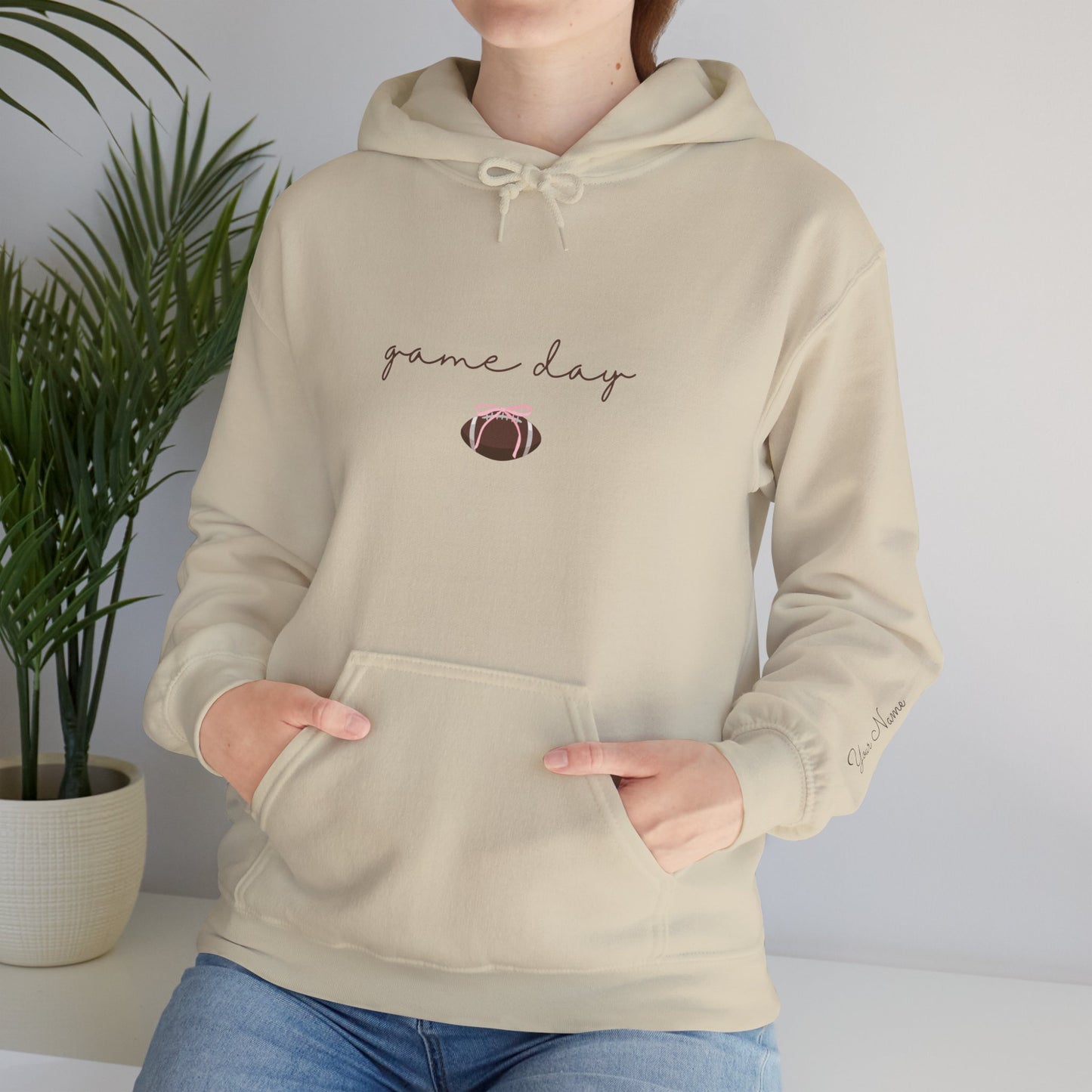 CUSTOMIZABLE "Game Day" Cozy Football Graphic Hoodie - Perfect for Game Day, Casual Wear, Gift for Sports Fans, Unisex Sweatshirt