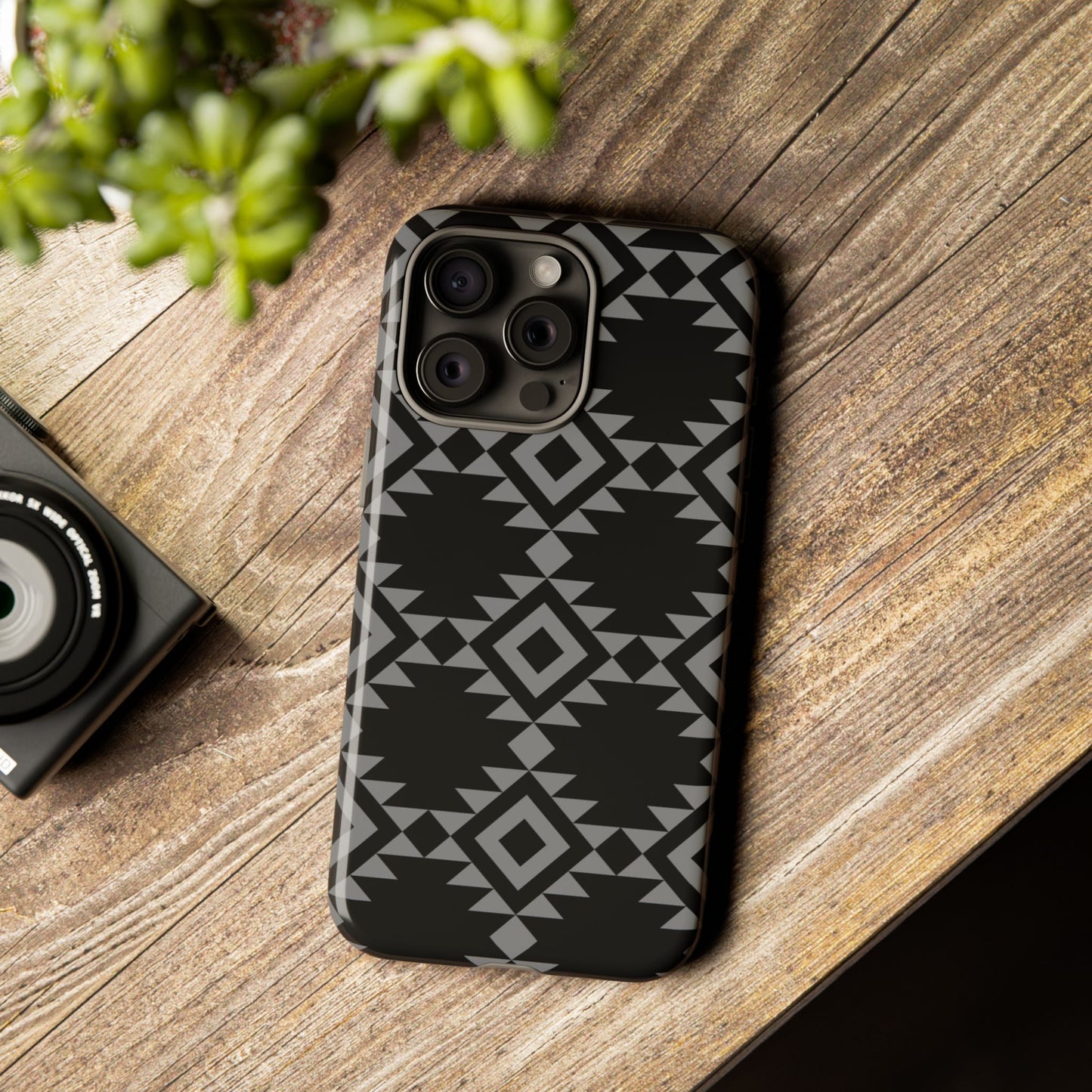 iPHONE Tribal Pattern Black and Grey Tough Phone Case | MADE FOR HIM AND HER