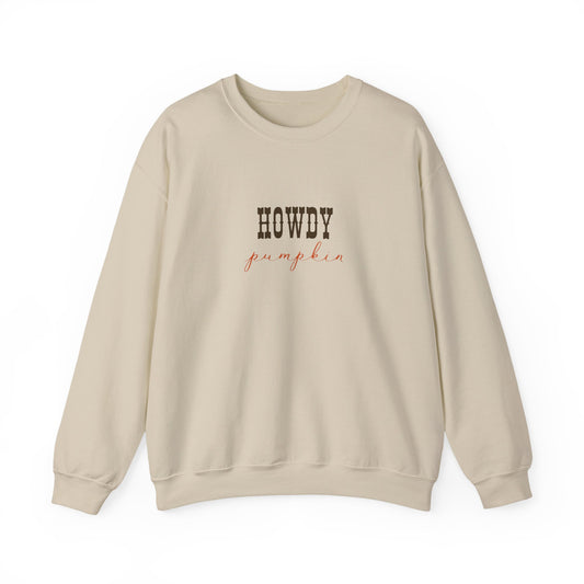 Howdy Pumpkin Crewneck Sweatshirt, Unisex Fall Sweatshirt, Cozy Autumn Apparel, Thanksgiving Gift, Casual Layer