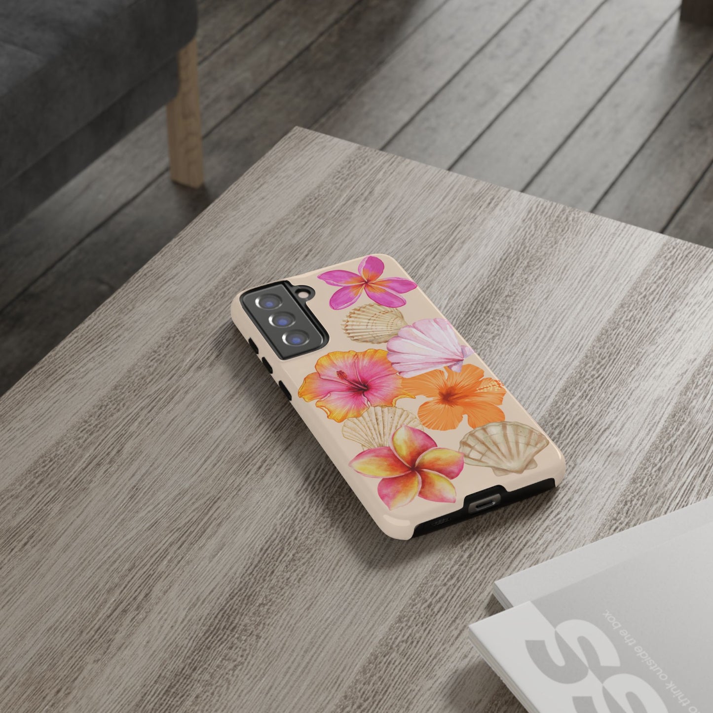 SAMSUNG Tropical Floral and Seashell Tough Phone Case l Vibrant Summer Accessory, Durable Tough Case for All Occasions