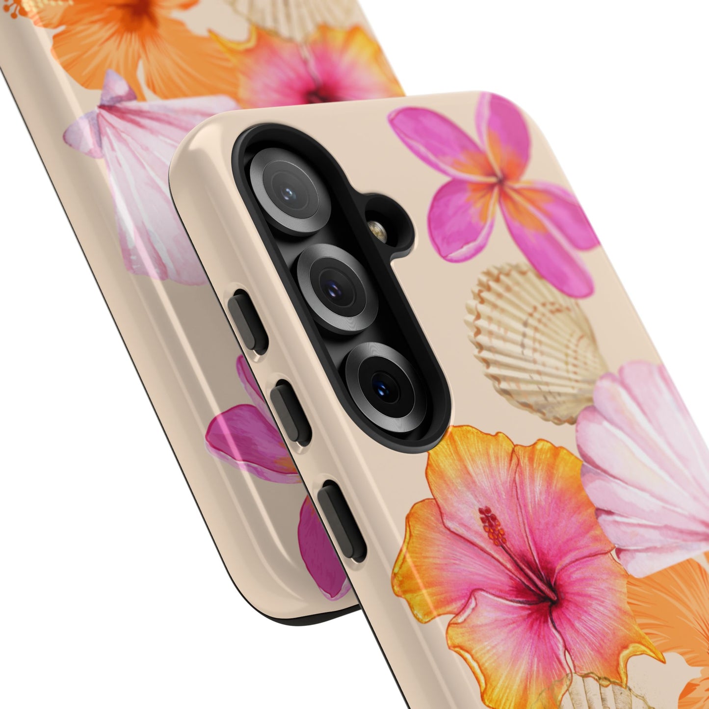 SAMSUNG Tropical Floral and Seashell Tough Phone Case l Vibrant Summer Accessory, Durable Tough Case for All Occasions