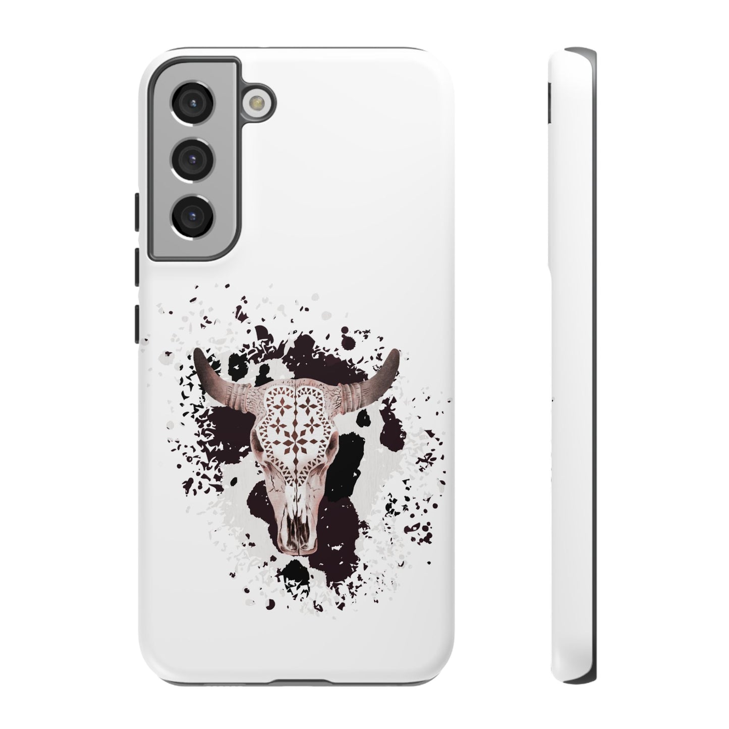 SAMSUNG Bull Skull with Cow Print Tough Phone Case l Gift for Him, Western Style