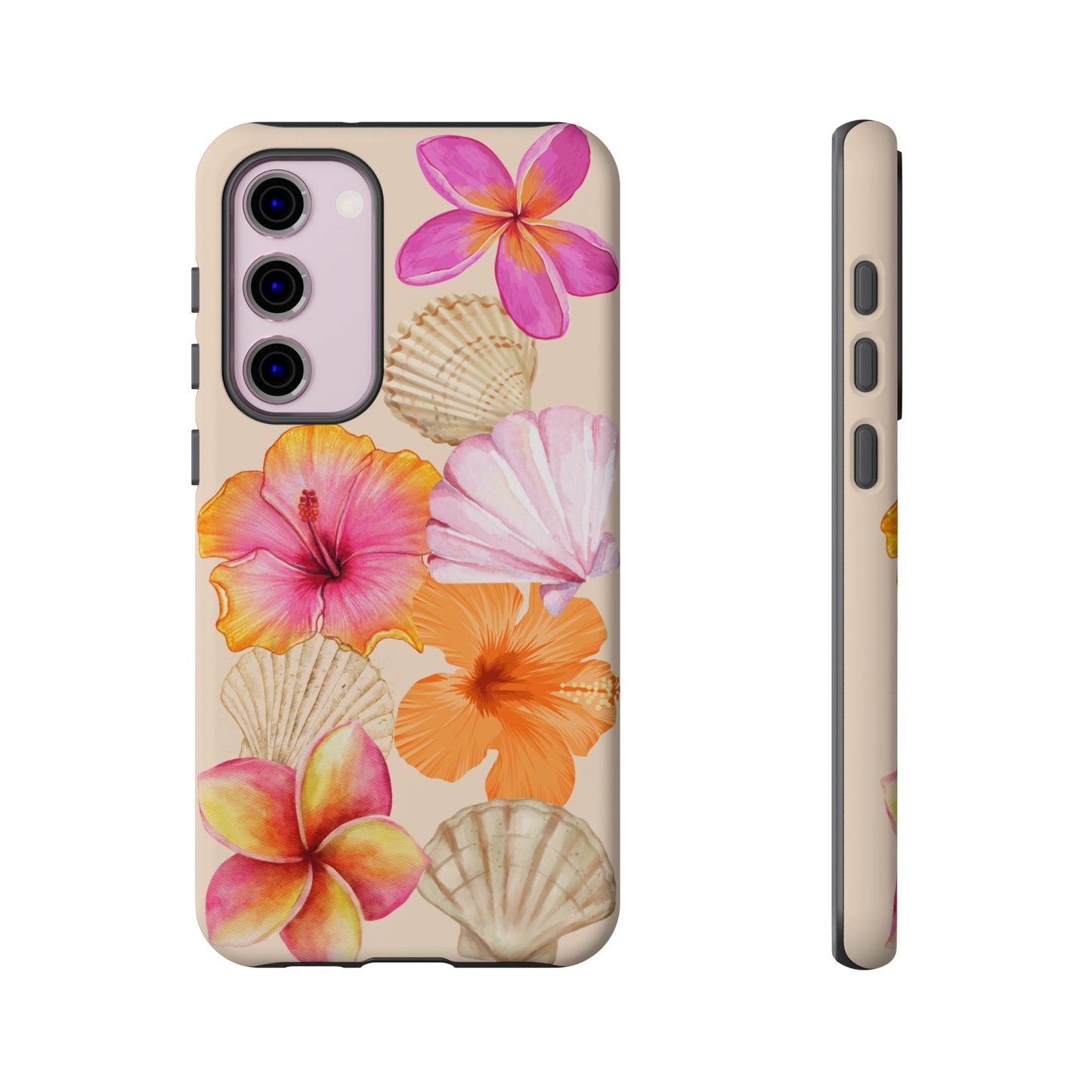 SAMSUNG Tropical Floral and Seashell Tough Phone Case l Vibrant Summer Accessory, Durable Tough Case for All Occasions