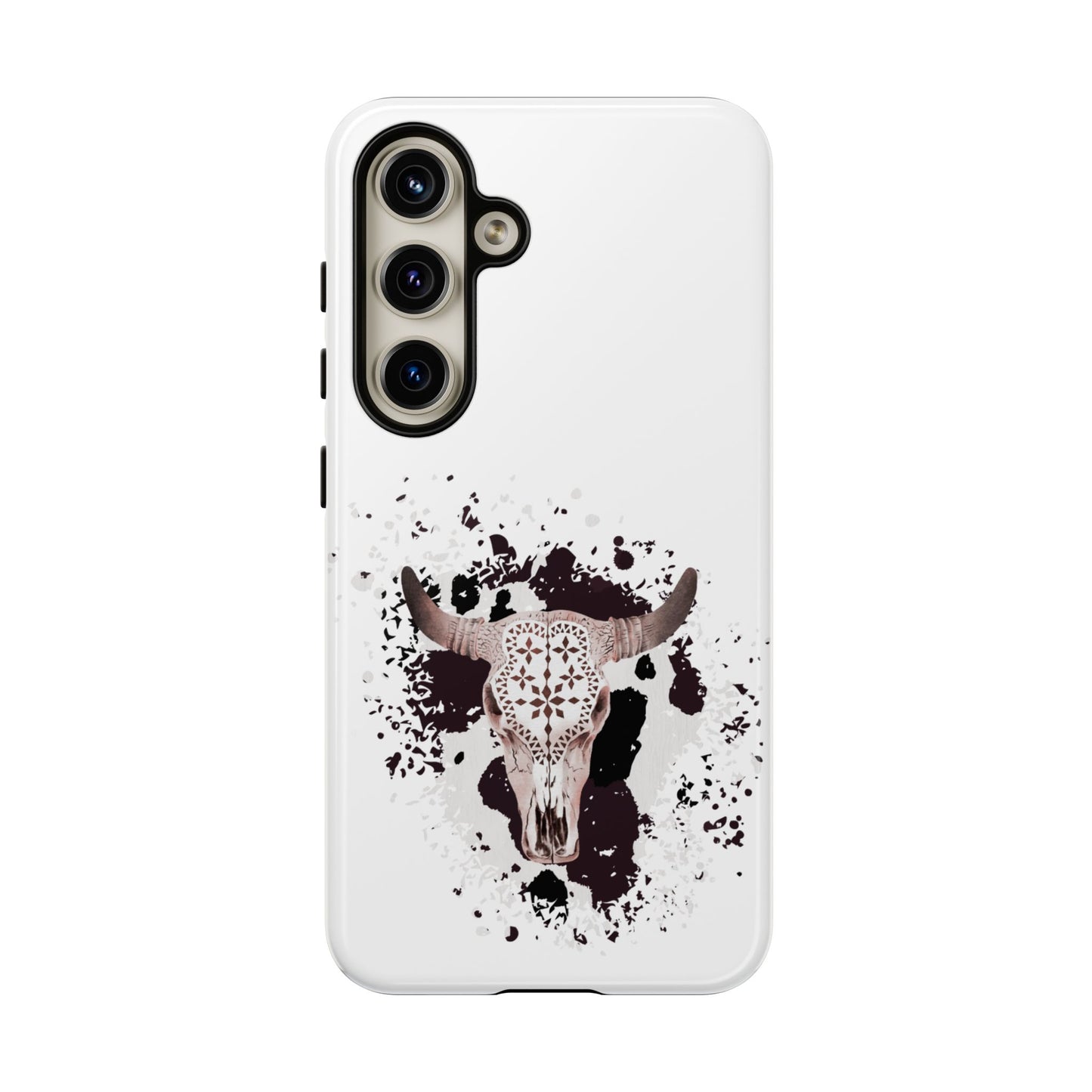 SAMSUNG Bull Skull with Cow Print Tough Phone Case l Gift for Him, Western Style