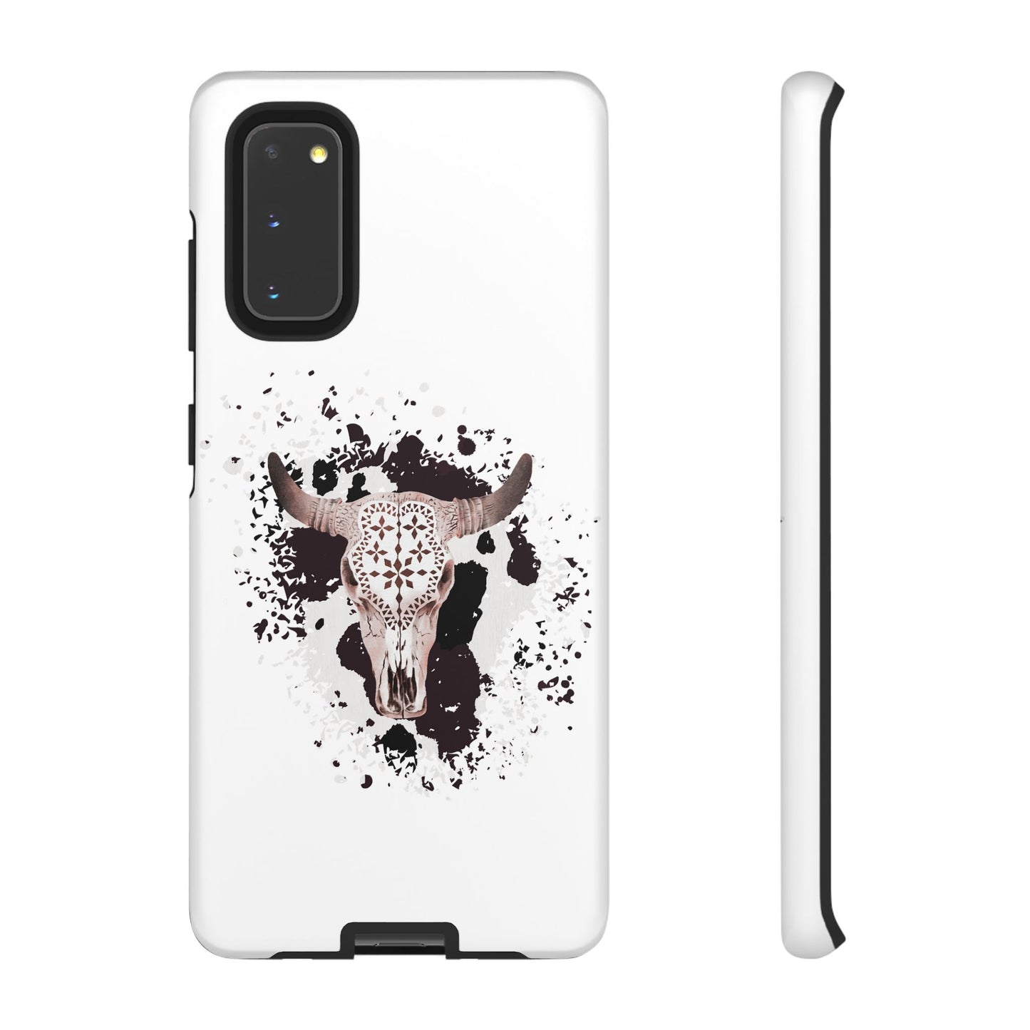 SAMSUNG Bull Skull with Cow Print Tough Phone Case l Gift for Him, Western Style