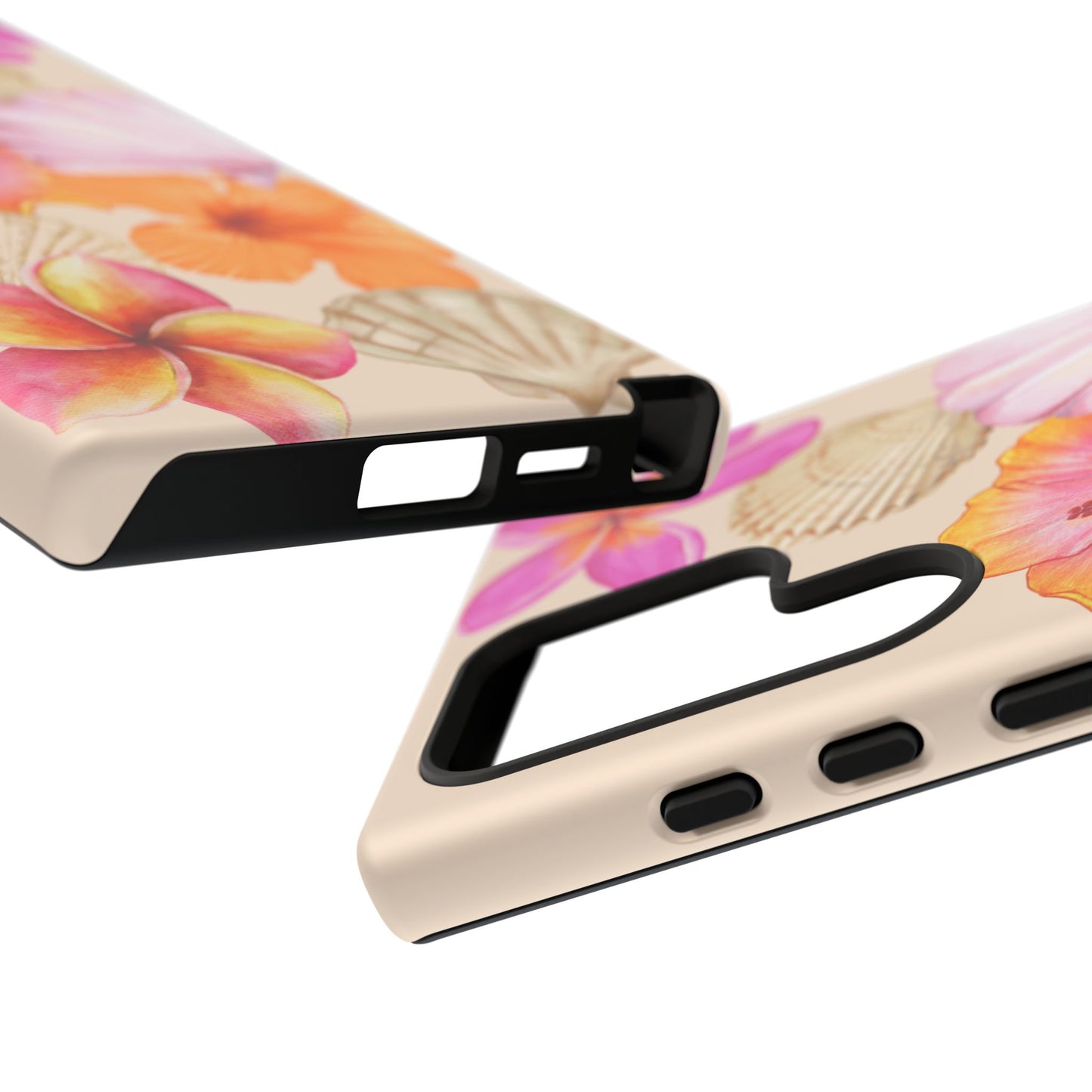 SAMSUNG Tropical Floral and Seashell Tough Phone Case l Vibrant Summer Accessory, Durable Tough Case for All Occasions
