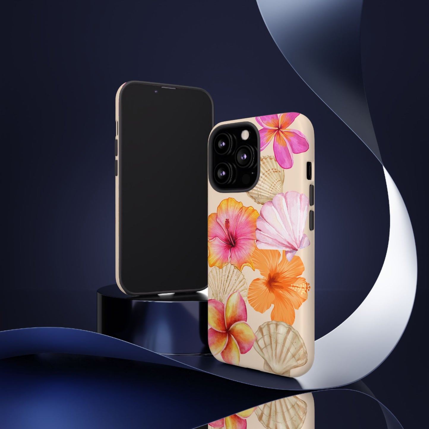 IPHONE Tropical Floral and Seashell Tough Phone Case l Vibrant Summer Accessory, Durable Tough Case for All Occasions