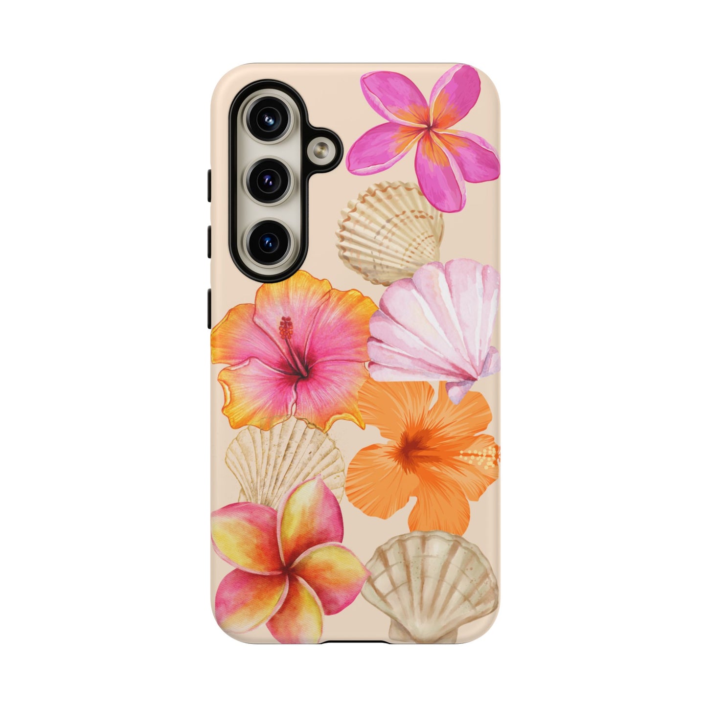 SAMSUNG Tropical Floral and Seashell Tough Phone Case l Vibrant Summer Accessory, Durable Tough Case for All Occasions