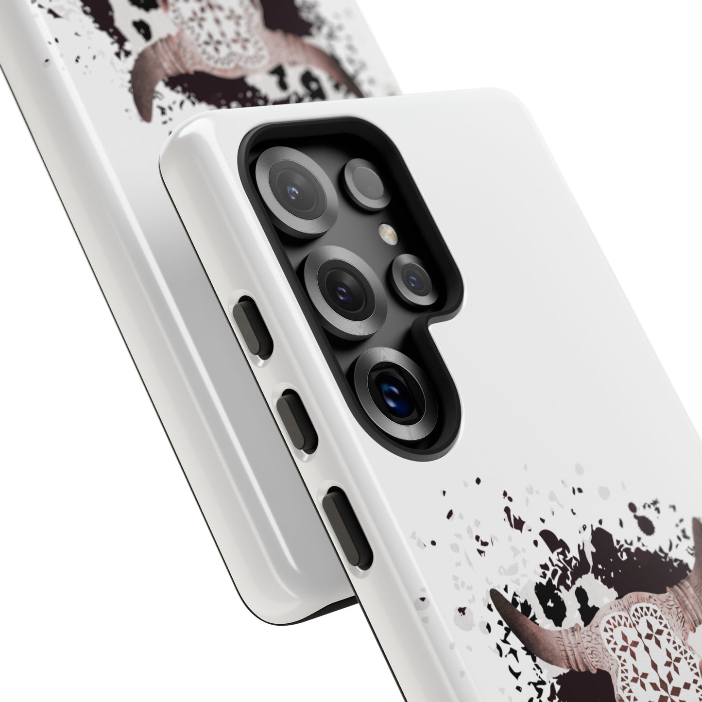 SAMSUNG Bull Skull with Cow Print Tough Phone Case l Gift for Him, Western Style